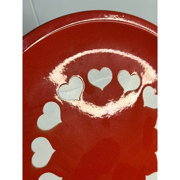 VTG Waechtersbach Red Heart Dinner Plates | Set of 6 Earthenware 10" White Heart - Picture 3 of 8